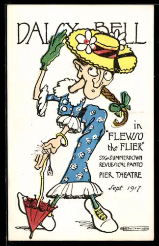 AK Ältere Dame mit Hut und blinkendem Ring am Finger, Daisy Bell, frauenfeindlicher Humor