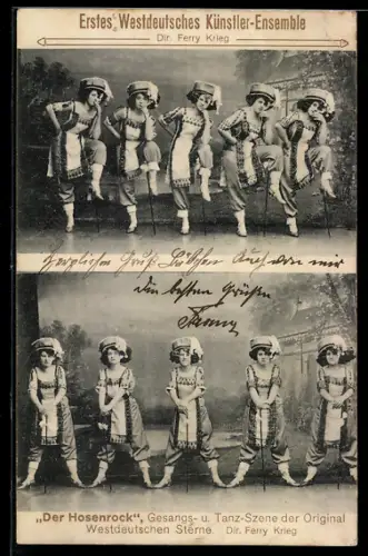 AK Künstler-Ensemble Die Original Westdeutschen Sterne, Dir. Ferry Krieg, Tanzszene Der Hosenrock