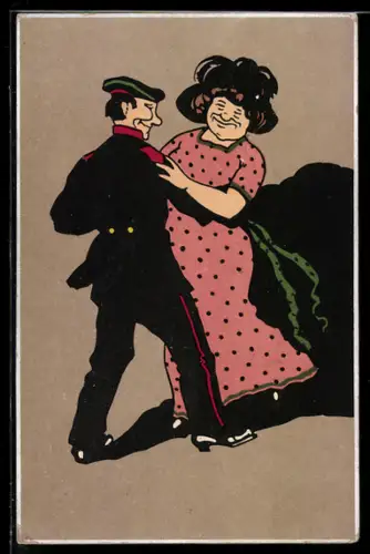 AK Soldat mit Frau beim Tanz