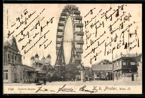 AK Wien, Wiener Prater, Riesenrad und Jantsch-Theater