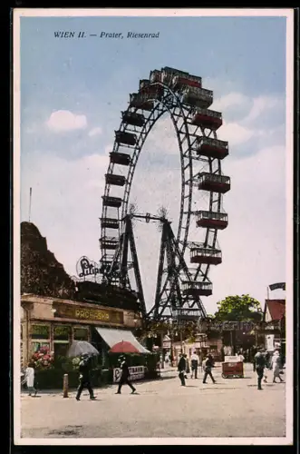 AK Wien, Wiener Prater, Blick zum Riesenrad