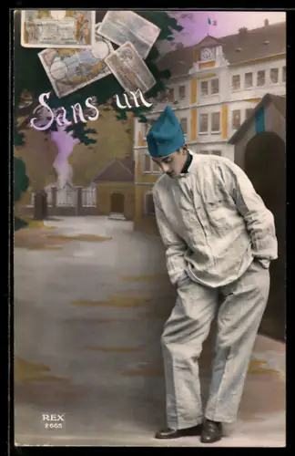AK Soldat auf der Strasse, Geldscheine