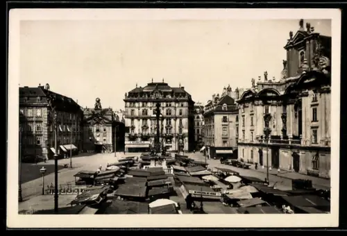 AK Wien, Am Hof, Markt mit Ständen aus der Vogelschau