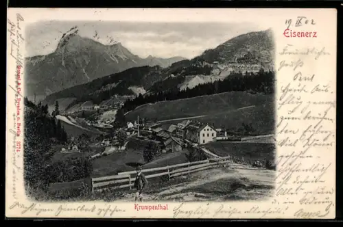 AK Eisenerz, Krumpenthal, Ortsansicht mit Gebirgspanorama
