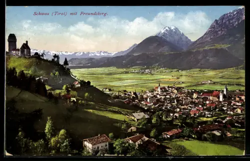 AK Schwaz /Tirol, Ortsansicht mit Freundsberg