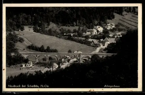 AK Neubruck bei Scheibbs, Ort mit Viadukt und Allingerhaus