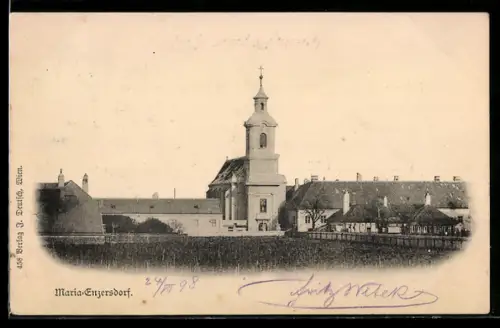 AK Maria-Enzersdorf, Kirche und umliegende Gebäude