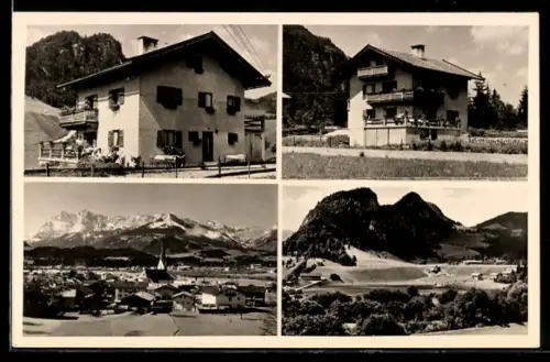 AK Kössen am Kaisergebirge, Haus Gurtner, Ortsansicht, Landschaft