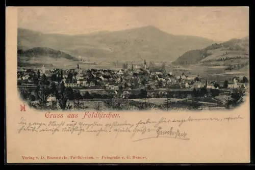 AK Feldkirchen, Panorama mit Ort und Bergen