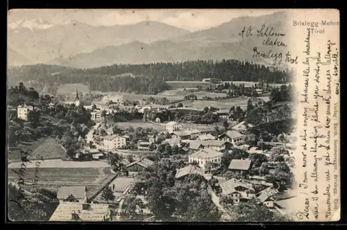 AK Brixlegg, Mehrn, Ortsansicht aus der Vogelschau
