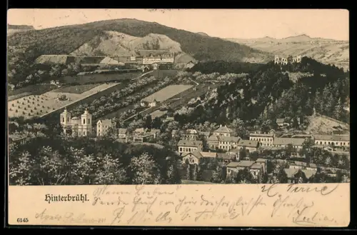 AK Hinterbrühl, Ortspanorama aus der Vogelschau