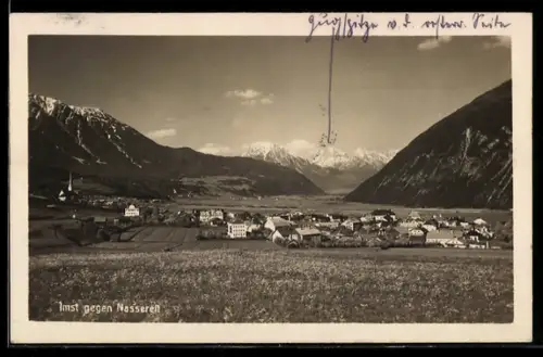 AK Imst, Gesamtansicht gegen Nassereit, Bergkulisse
