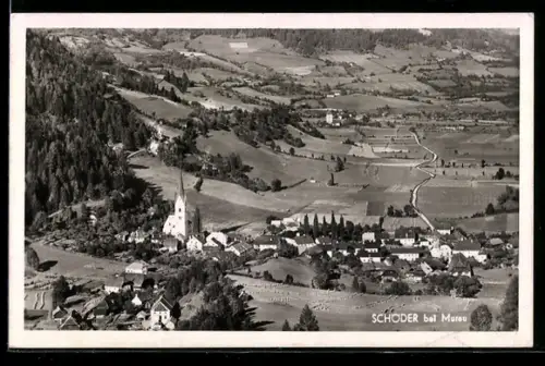 AK Schöder bei Murau, Gesamtansicht mit Umgebung aus der Vogelschau