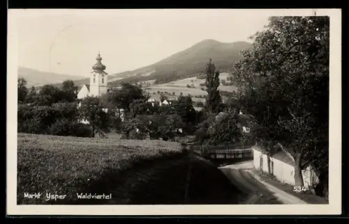 AK Ysper /Waldviertel, Markt Ysper mit Landstrasse u. Kirche