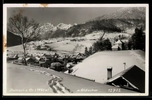 AK Steinach a. Br., Winterpanorama mit Ort und Gletscher