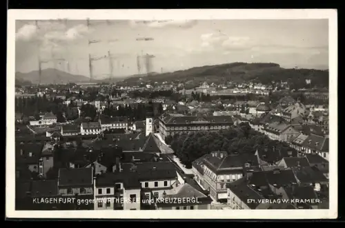 AK Klagenfurt, Ortspanorama gegen Wörthersee und Kreuzbergl