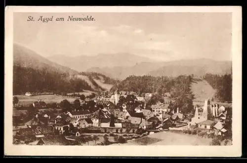 AK St. Aeygd am Neuwalde, Panorama mit Dorf und Kirche