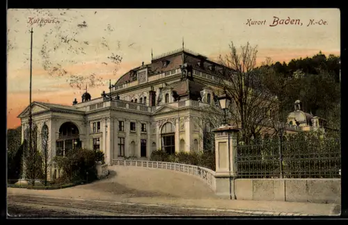 AK Baden /N.-Ö., Kurhaus mit Einfahrt