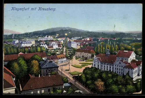 AK Klagenfurt, Stadtpanorama mit Kreuzberg
