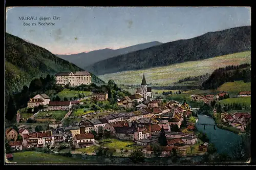 AK Murau, Gesamtansicht mit Fluss u. Umgebung