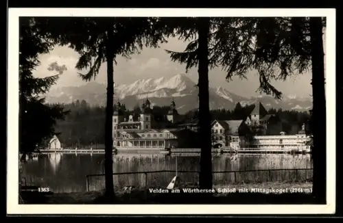AK Velden am Wörthersee, Schloss mit Mittagskogel