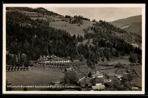 AK Hirt /Kärnten, Höhenluft-Kuranstalt Agathenhof aus der Vogelschau