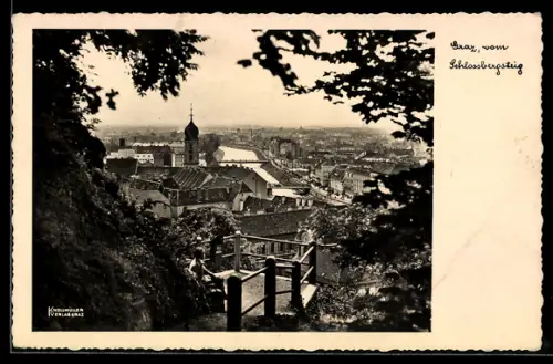 AK Graz, Stadtansicht vom Schlossbergsteig