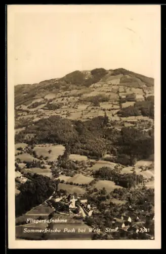 AK Puch bei Weiz, Teilansicht, Fliegeraufnahme