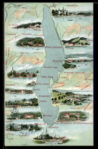 AK Velden, Ansichten der Orte am Wörthersee
