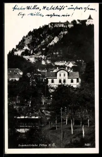 AK Pitten /N. Ö., Hotel Villa Waldlust und Schloss