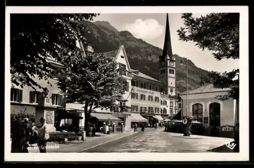 AK Hofgastein, Kaiser Franz-Platz mit Gasthaus Goldener Adler und Kirche