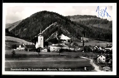 AK St. Lorenzen im Mürztale, Blick zur Kirche
