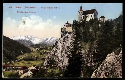 AK St. Peter, Schloss, Freienstein, Ortsansicht, umliegende Berge