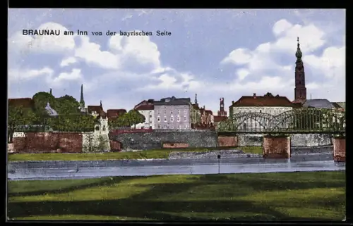 AK Braunau a. Inn, Ortsansicht von der bayrischen Seite