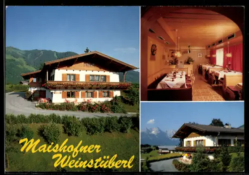AK Maishofen, Mitterhofen, Gasthof Maishofner Weinstüberl, Innenansicht, Seitenansicht