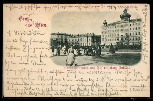 AK Wien, Maximilianplatz und Hof mit chemischem Institut