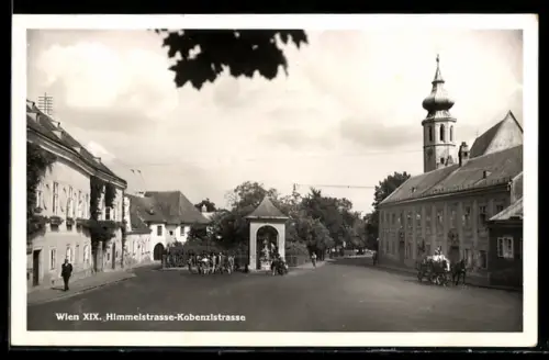 AK Wien, Himmelstrasse, Kobenzlstrasse mit Kirche
