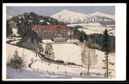 Künstler-AK Otto Stoitzner: Semmering, Kurhaus Semmering im Winter