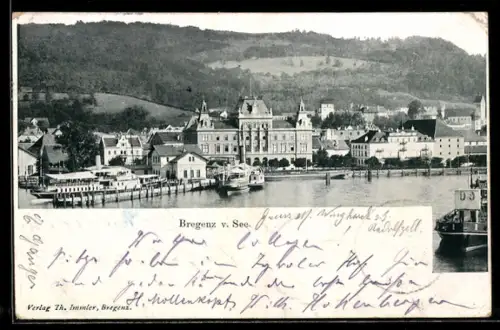 AK Bregenz, Teilansicht vom See aus