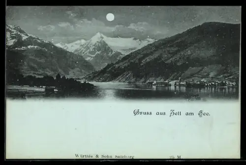Mondschein-AK Zell am See, Panorama