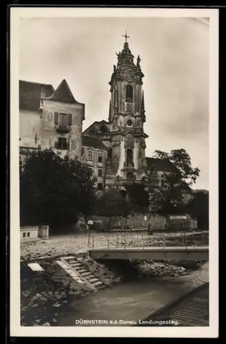 AK Dürnstein a. d. Donau, Landungssteg mit Kirche