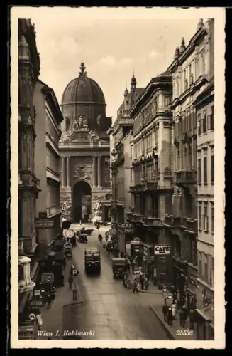 AK Wien, Kohlmarkt mit Warengeschäften, Auto