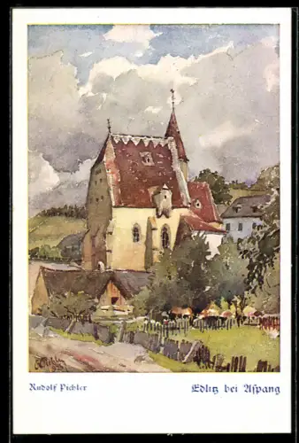 AK Deutscher Schulverein NR 1558: Eding, Ortsansicht mit der Kirche