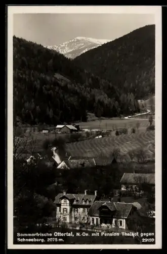 AK Otterthal /N.-Oe., Panorama mit Pension Thalhof gegen Schneeberg