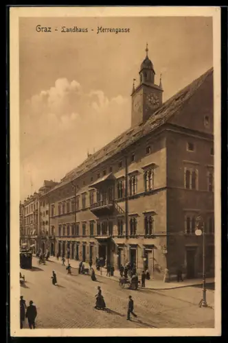 AK Graz, Hotel Landhaus in der Strasse Herrengasse