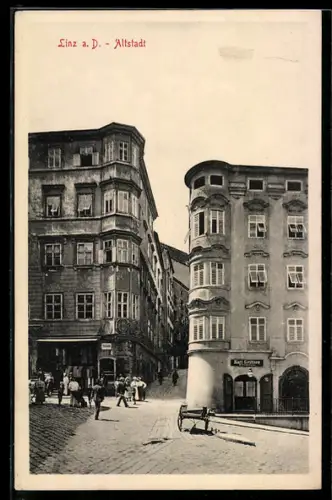 AK Linz a. D., Strassenpartie in der Altstadt