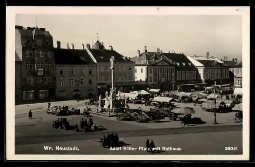 AK Wr. Neustadt,  Platz mit Rathaus