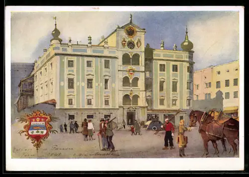 Künstler-AK Gmunden, Partie am Rathaus