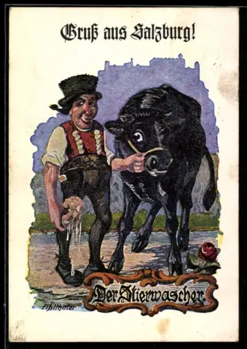 Künstler-AK Salzburg, Der Stierwascher