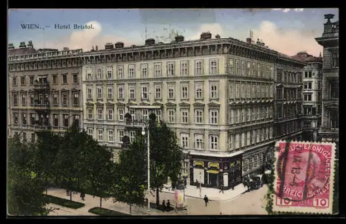 AK Wien, Hotel Bristol am Kärntnerring, Litfasssäule